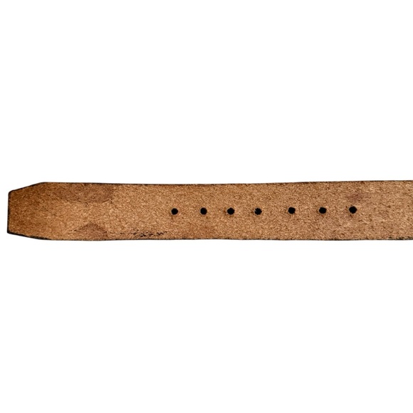 Vtg Tooled Brown Leather Belt Size 34 Trucking Motif Removable Buckle USA Made - Picture 12 of 14